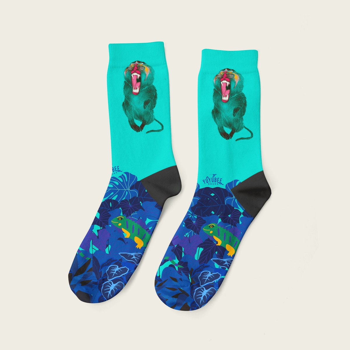 Mono Azul Flores - Yuyubee Socks - Calcetin Sock